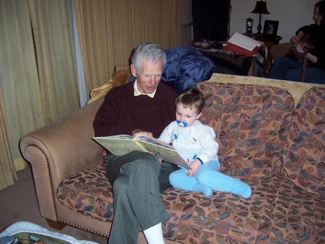 Grandpa Roger reads to Garrett