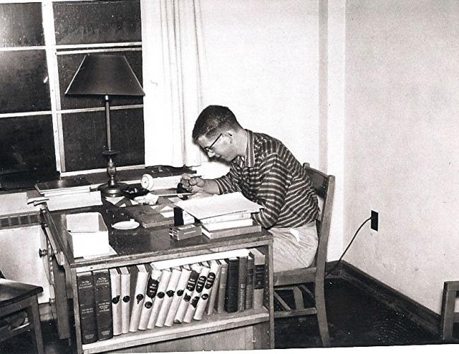 Hard at work  at school - March 1957
